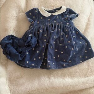 Janie and Jack Blue and Cream Baby Dress